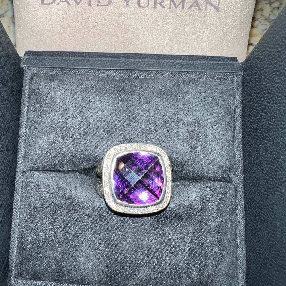 David Yurman Albion diamond Amethyst ring size 7